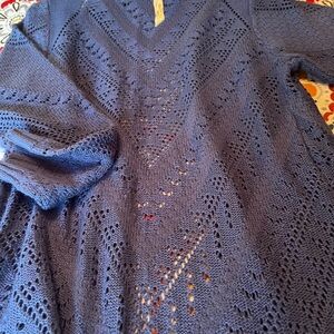 Love Elle Blue Long Cardigan with Intricate Knit Design